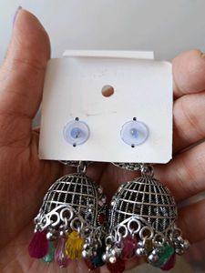 Antique Style Colorful Jhumka Earrings