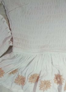 White Floral Peplum Top