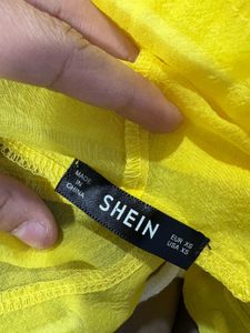 Shein Yellow &#39;Pink Lady&#39; Crop Hoodie