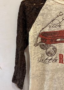 Beautiful Lace Sleeve Imported Tee