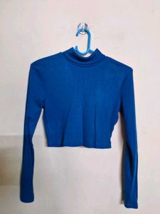 High Neck Blue Top