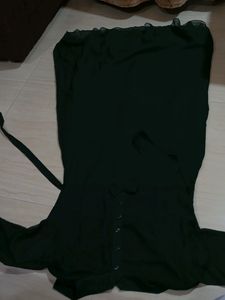 Beautiful Classic Dark Green  Net Sleeves Gown