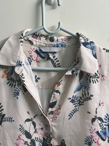 Floral Butterfly Button-Down Shirt