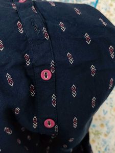 Navy Blue Printed Top