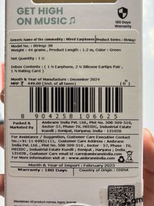 Ambrane Jack Wired Earphones- 1.2m