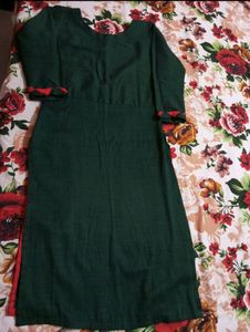 Dark Green Kurti With Design