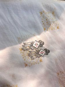 Ethnic Silver Dangle Earrings