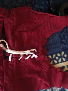 Cute Burgundy Two-Piece Set