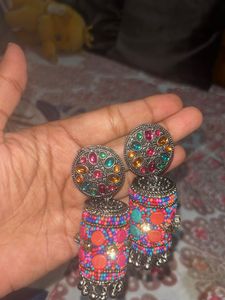 Colour Full Silver Earrings