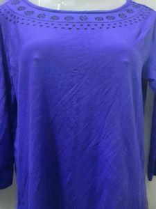 Blue Tunic Top with Embroidered Details