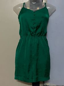 Pintrest Silk Emerald Green Romper