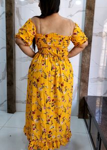 Mustered yellow floral tube dress