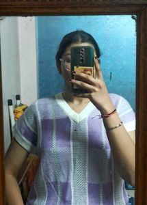 Lavender Checkered Knit Vest