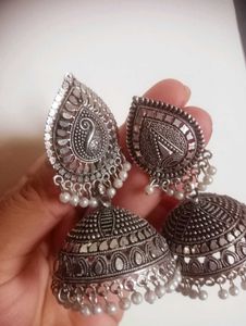 Silver Jhumka Earrings
