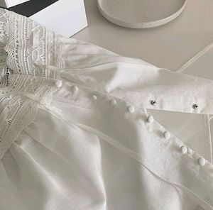 Lace Trim White Top