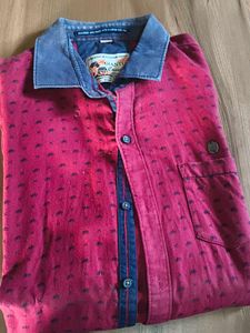 Burgundy Patterned Casual Shirt