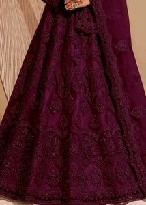 Elegant Pink Anarkali semi-stitched gown