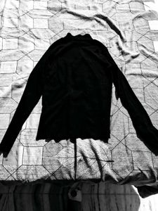 Warm Black Long Sleeve Top knit wool