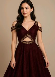 Beaded Desi Cut Work Gown
