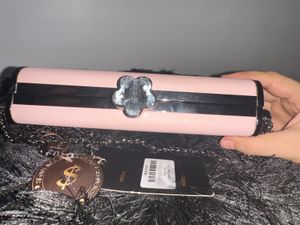 Pink Box Clutch with Diamond Knob &amp; Chain Strap