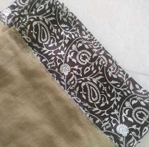 Biege Saree With Floral Border