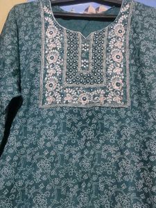Green Printed Kurta Set