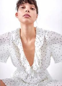 Zara Polka Dot Ruffle Mini Dress - Medium size