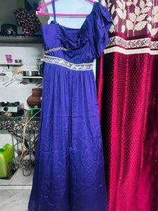 Long Flared Party Gown Mirror Stone Dress New
