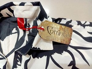 Cottinfab Floral Print Crepe Shirt Midi Dress