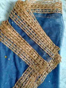 Blue Net Dupatta