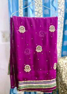 Gotta Patti Silk Saree With Readymade Blouse