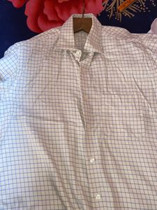 Louise Philippe - Beige Colour With Blue Linen Shi