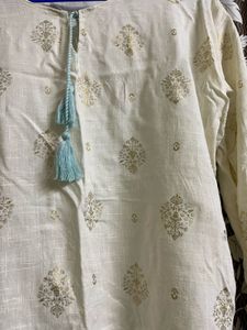 Cream &amp; Gold Print Tunic Short Kurti ❤️‍🔥