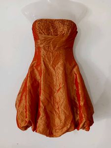 Orange Strapless Party Dress