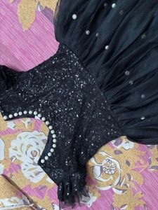 Sequin And Pearl Black Frock For Girls