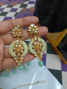 Pista Green Kundan Jewellery Set