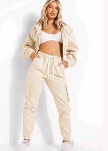Casual Beige Cargo Jogger Pants