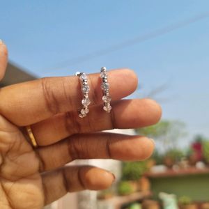 298. Silver Stone Studded Hoops