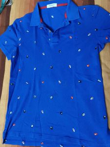 Bean Pole Men Blue Printed Slimfit Polo Tshirt