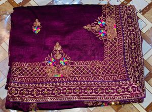 Embroidered Purple Saree