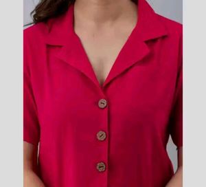 Red Button-Down Crop Top