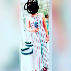 Blue Crep Stripped Jumpsuit