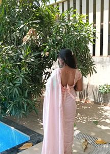 Sparkling Pink Sequin Saree