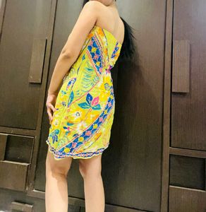 Printed Linen Tube Dress