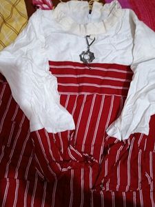 Red Colour Top Back Side Zip And Full Covered Neck