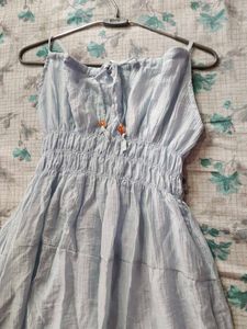 Blue Gathered Dress