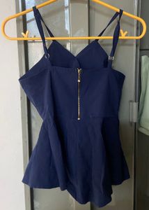 Navy Peplum Top