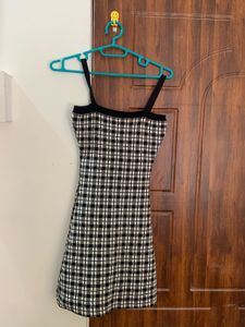 Black and White Plaid Mini Dress