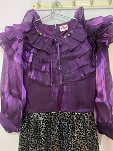 Purple Party Dress velvet  and organza material