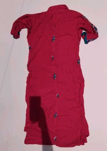 Red Embroidered Kurta